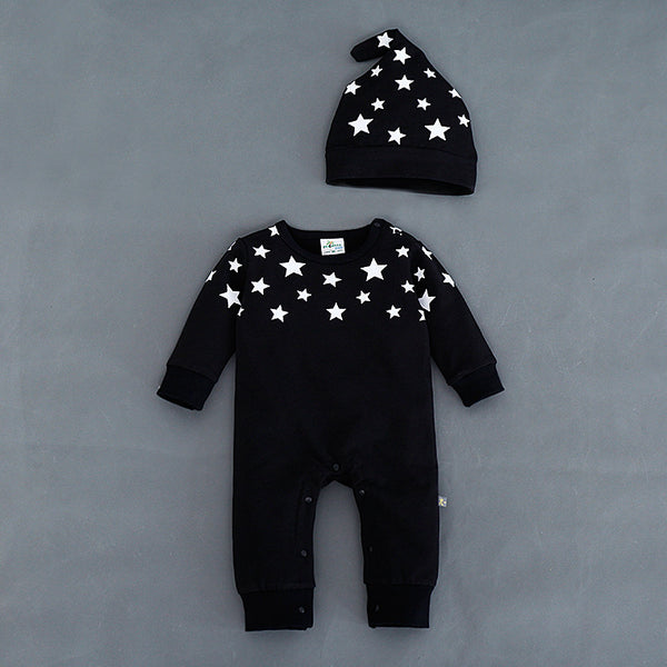 Long Sleeve O-neck Stars Printed Onesie
