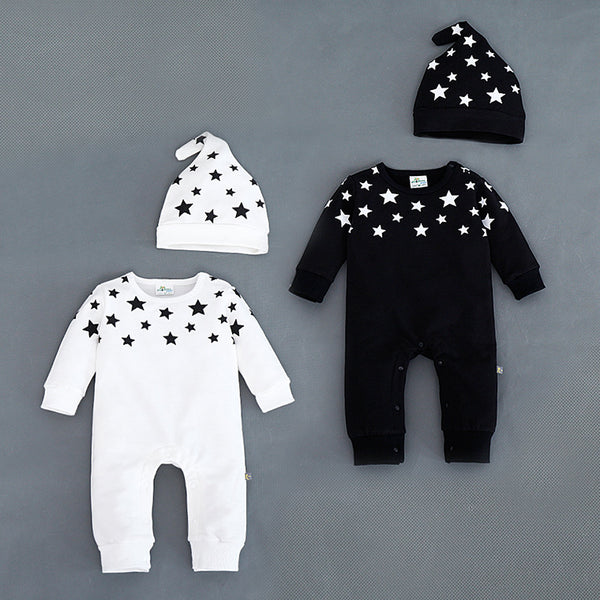 Long Sleeve O-neck Stars Printed Onesie