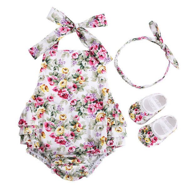 Baby Girl's Vintage Floral Outfit