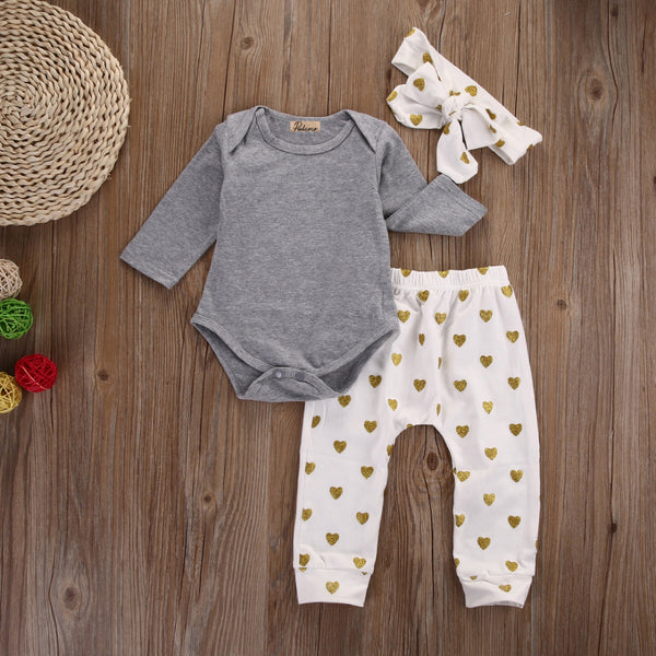 Lovely Heart Print Baby Clothing Set