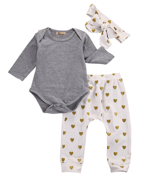 Lovely Heart Print Baby Clothing Set