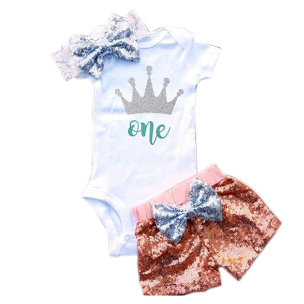 Infant Baby Girls Sequined Clothes Set