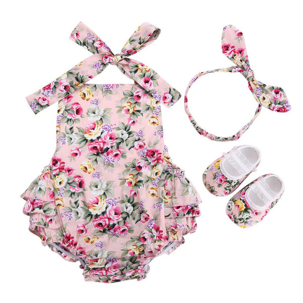 Baby Girl's Vintage Floral Outfit
