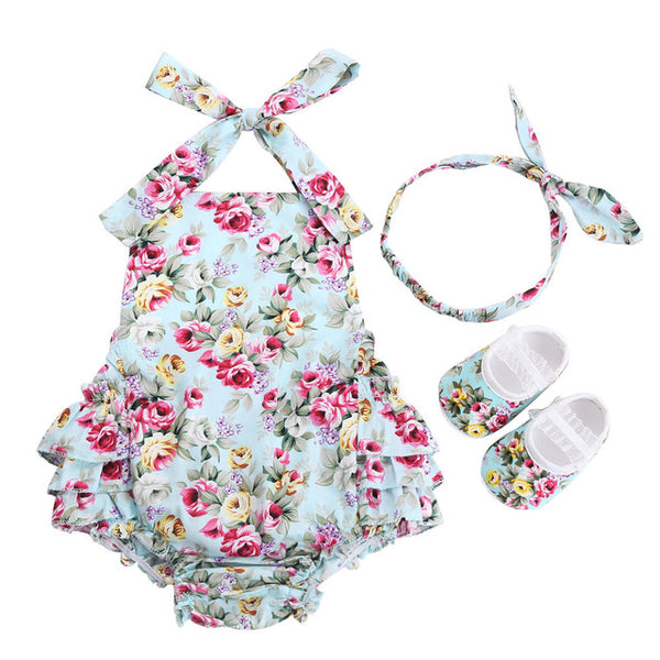 Baby Girl's Vintage Floral Outfit