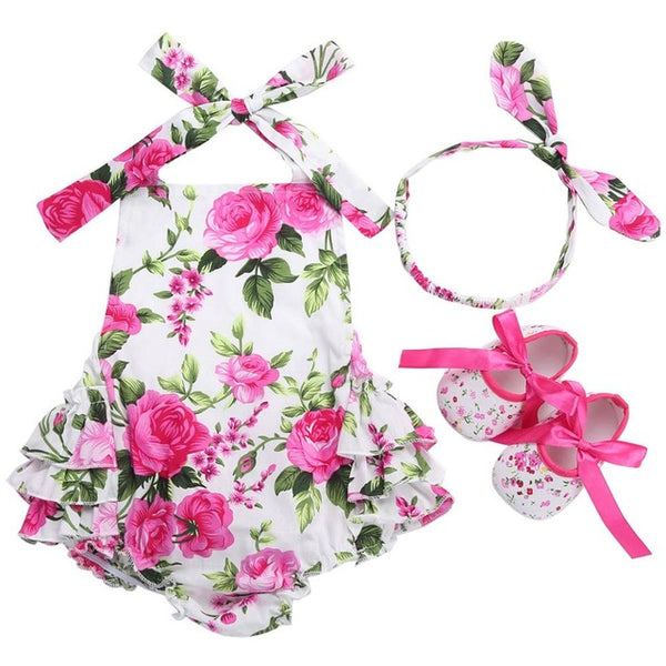 Baby Girl's Vintage Floral Outfit