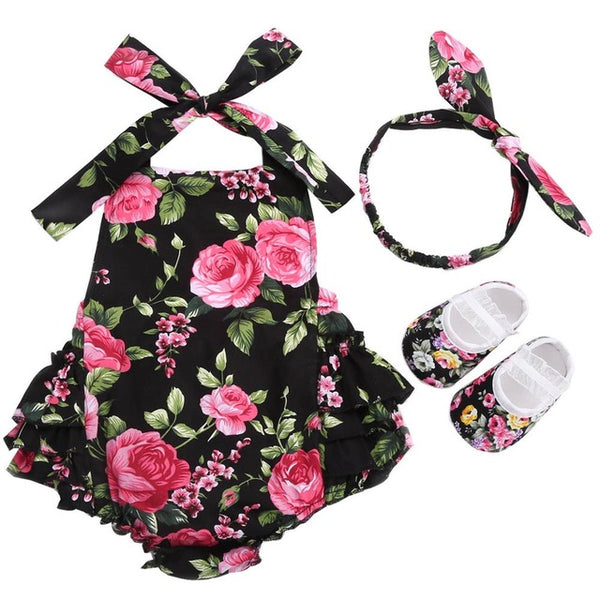 Baby Girl's Vintage Floral Outfit