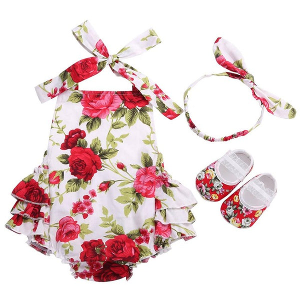 Baby Girl's Vintage Floral Outfit