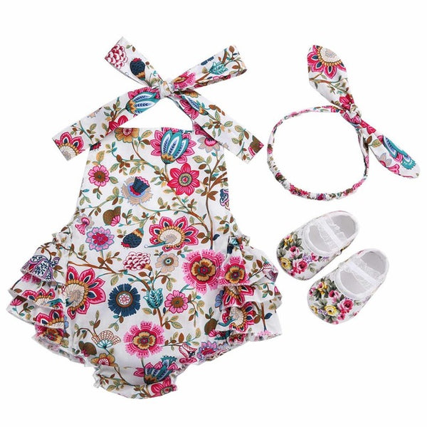 Baby Girl's Vintage Floral Outfit