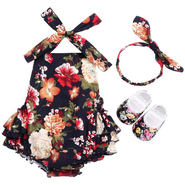 Baby Girl's Vintage Floral Outfit