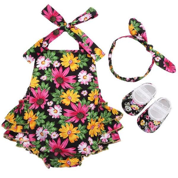 Baby Girl's Vintage Floral Outfit