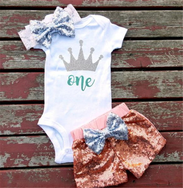 Infant Baby Girls Sequined Clothes Set
