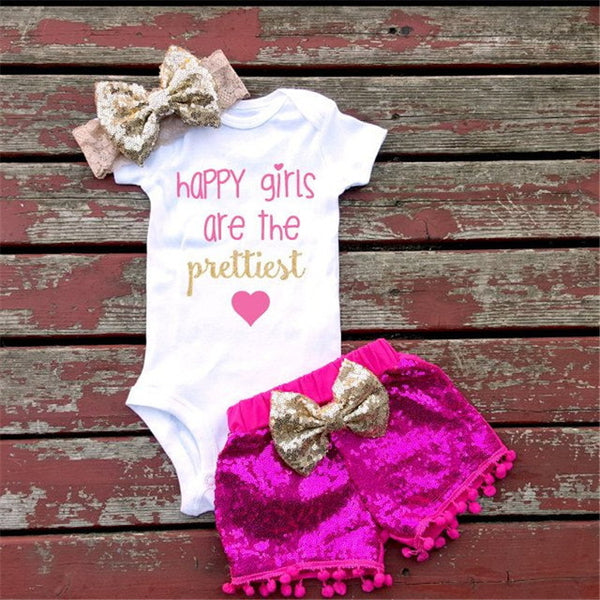 Infant Baby Girls Sequined Clothes Set