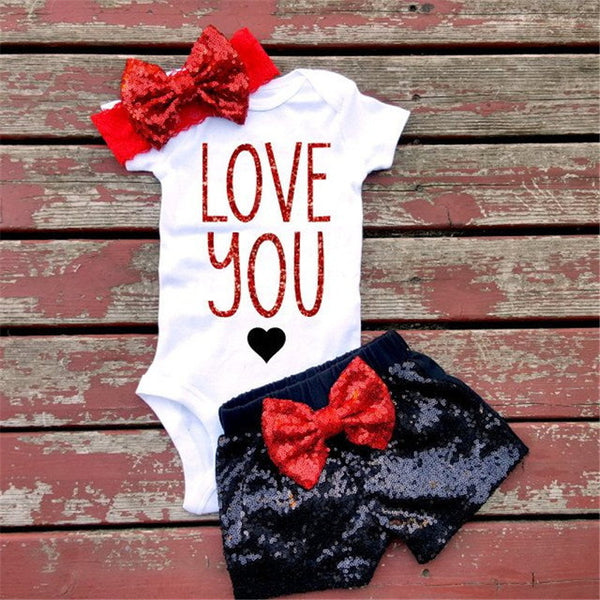 Infant Baby Girls Sequined Clothes Set