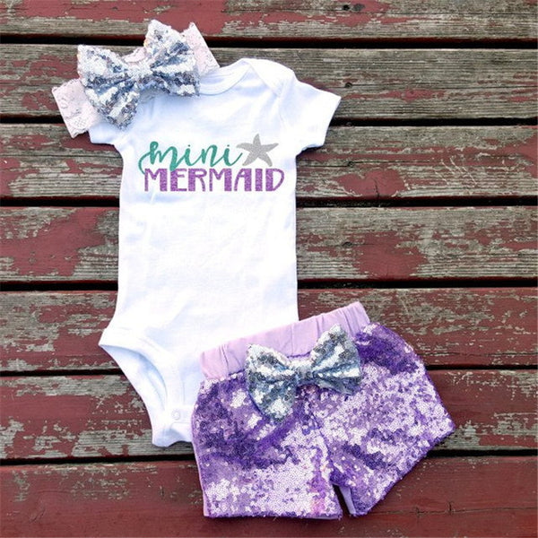 Infant Baby Girls Sequined Clothes Set