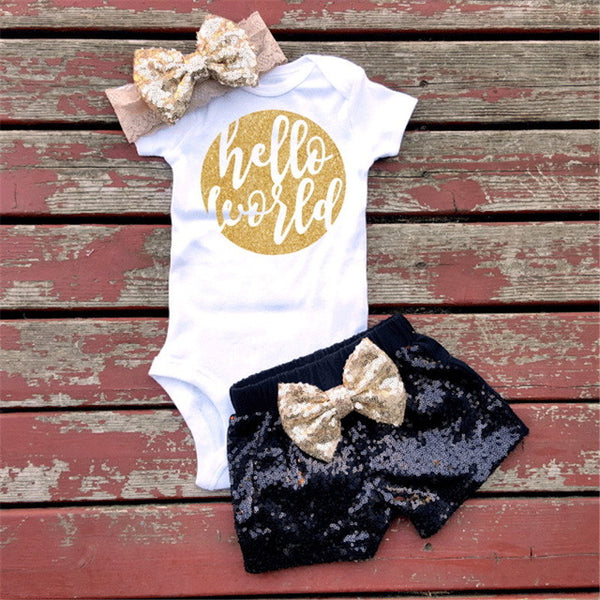 Infant Baby Girls Sequined Clothes Set