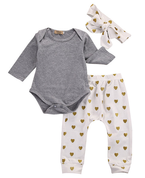 Lovely Heart Print Baby Clothing Set