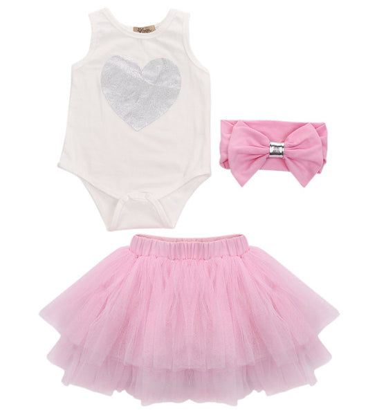 Glittered Heart Tutu Skirt Set